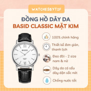 Đồng hồ nam nữ BASID MẶT KIM dây da đen mặt trắng tinh tế (size 30mm/40mm)
